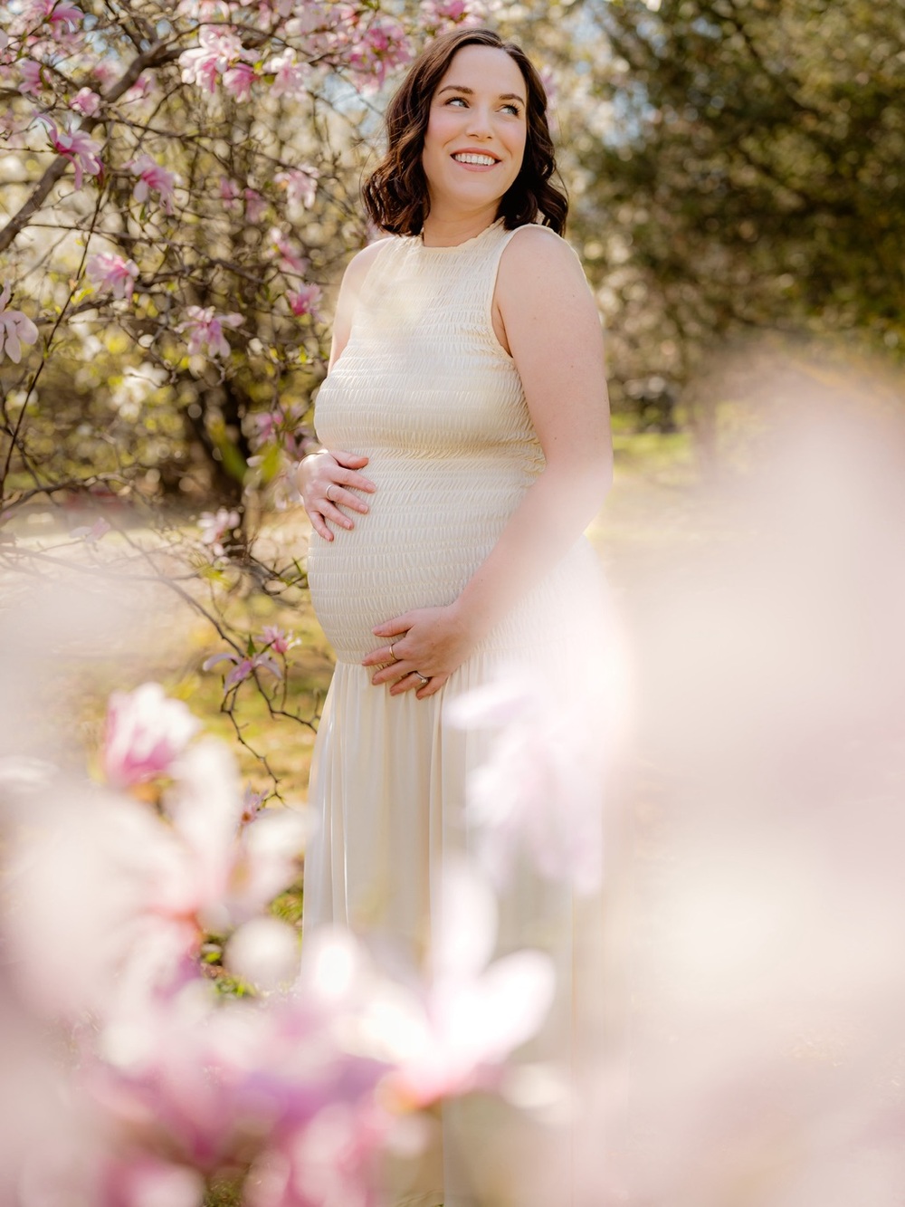 Butter yellow Sleeveless Maternity Dress - Elegant Maxi
